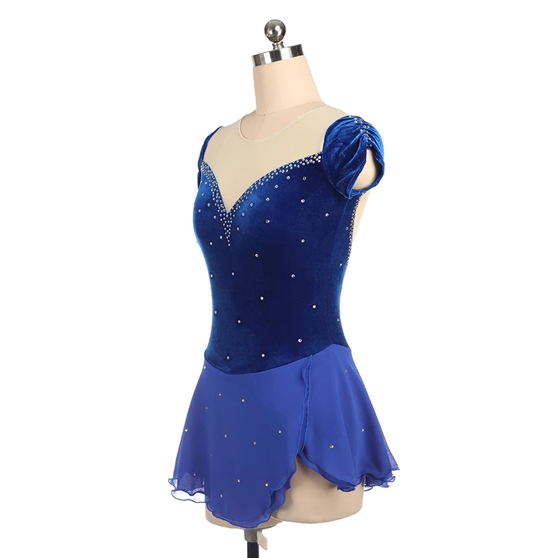 Custom Children\'S Ladies Figure Skating Show Costume Performance Costume Competition Dress Skating Skirt Blue