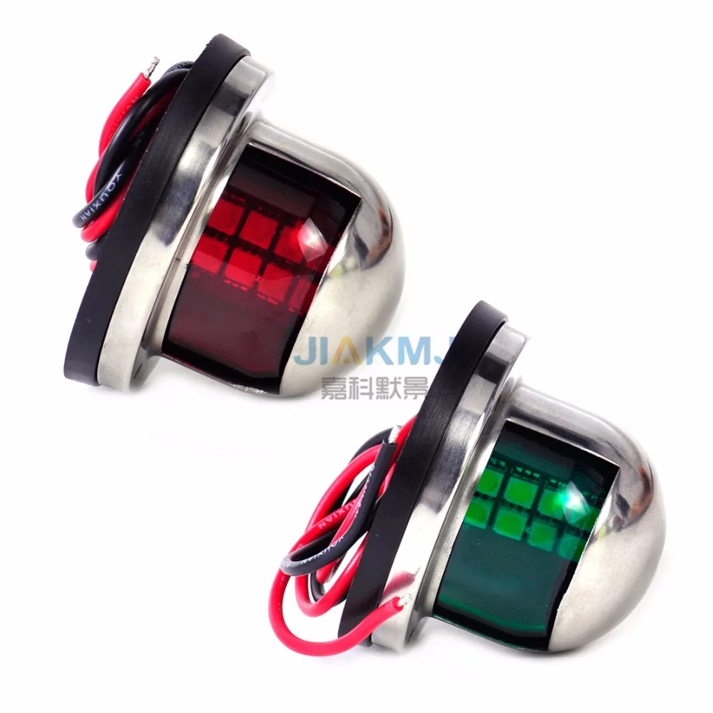 High quality One 1 Pair Stainless Steel 12V LED Bow Navigation Light Red Green Sailing Signal Light for Marine