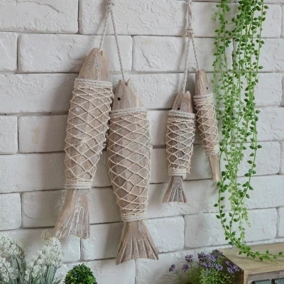 

Mediterranean fish hang hand real wood, do old string of fish, on the American village wall hangings wall mural decoration