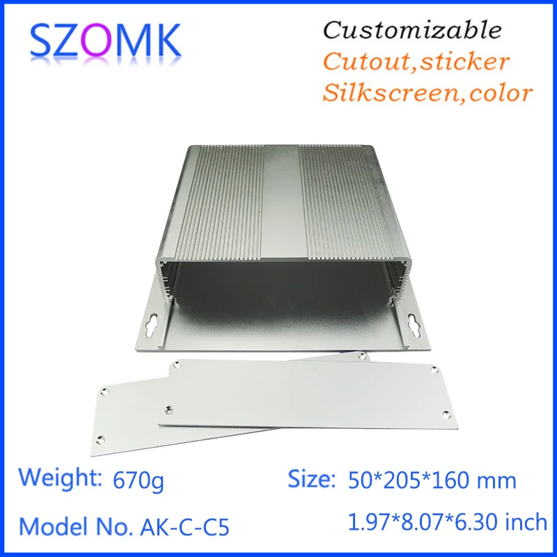 1Pcs 50*205*160mm aluminum electronics outlet enclosures extrusion boxes wall mounting aluminum housing box szomk enclousure