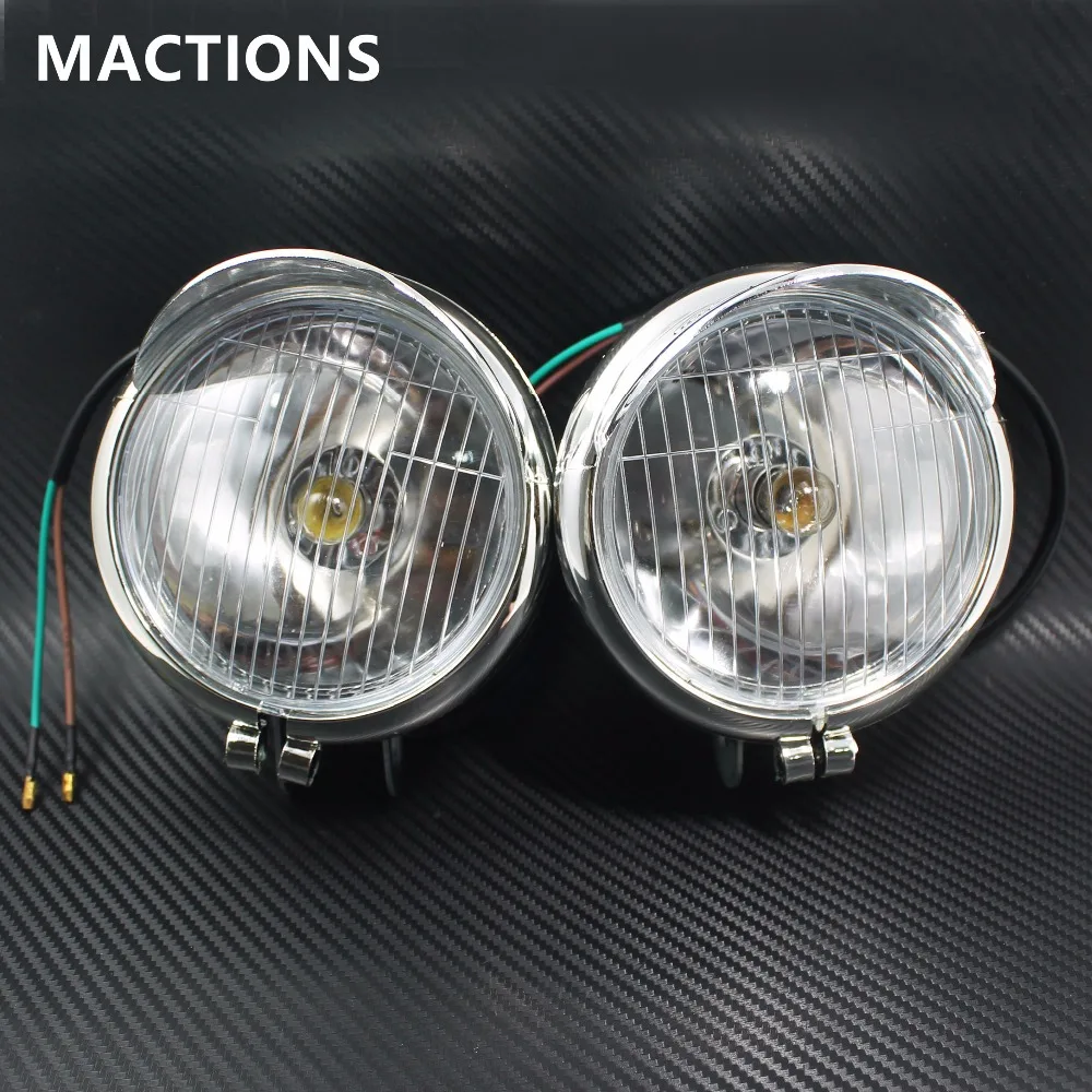 

1 Pair Chrome Universal Motorcycle Fog Lights Headlight Lamp DC12V For Harley Touring Sportster XL 883 1200 72 48 Dyna Softail