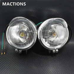 1 Pair Chrome Universal Motorcycle Fog Lights Headlight Lamp DC12V For Harley Touring Sportster XL 883 1200 72 48 Dyna Softail