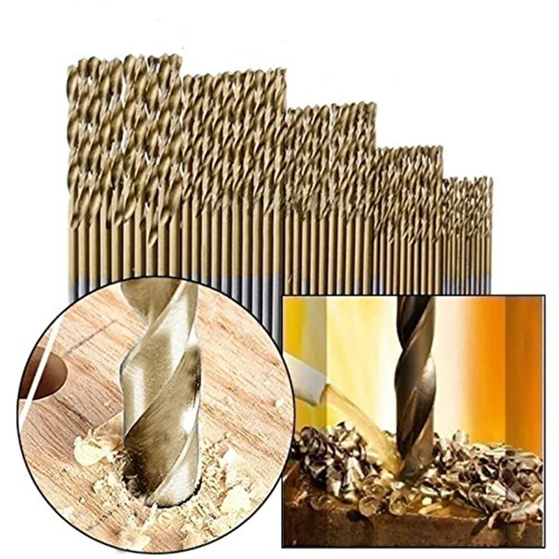 NEW free ship 99pcs 1.5mm - 10mm Titanium HSS Drill Bits Coated Stainless Steel HSS High Speed Drill Bit Set For Electrical Dril