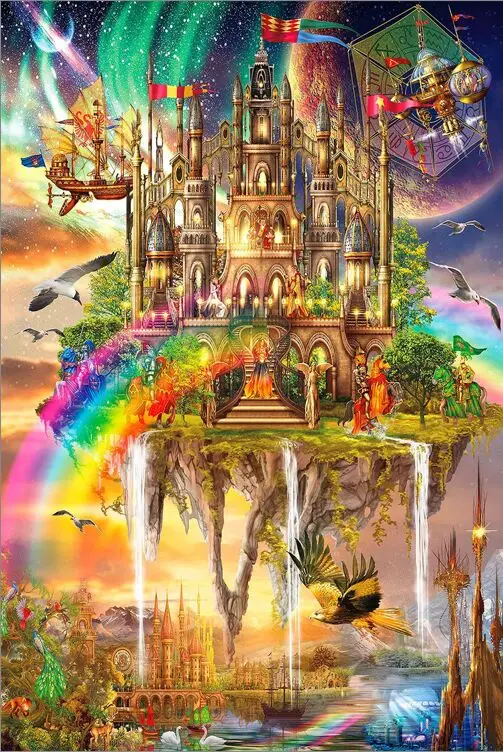 Rainbow city The wooden puzzle 1000 pieces ersion jigsaw puzzle white card adult children's educational toys