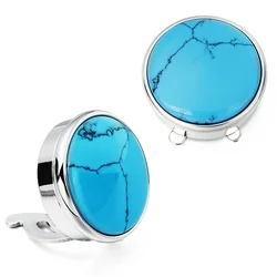 HAWSON 1 Pair Elegant Natura Sky Blue Color Stone Buttons Cover for Mens French Shirt High Quality Buttons for Clothing