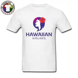 Hawaiian Airlines Print T-Shirts Lovers Day 100% Cotton Crew Neck Male T Shirt Funny T-Shirt Prevailing Short Sleeve Top T-shirt