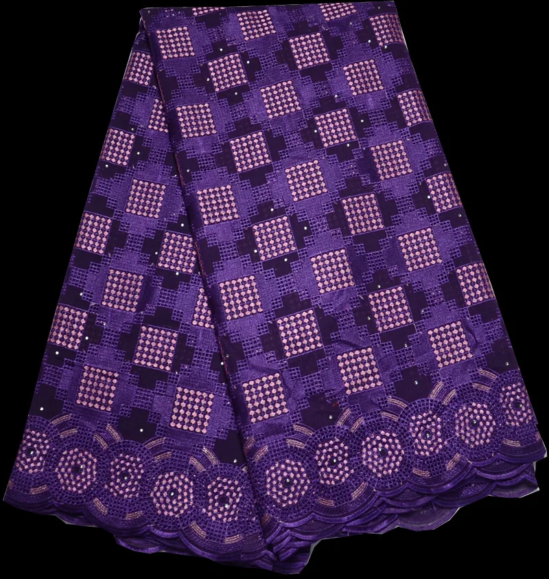 

Free shipping (5yards/pc) high quality Swiss voile lace fabric in purple African cotton lace fabric for making party dress CLH01