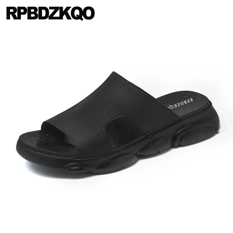 

High Quality Casual Slides Nice Italian Designer Shoes Men Summer Genuine Leather Slippers Slip On Black Native Sandals Open Toe