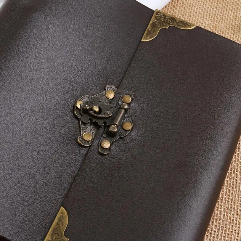 5/10/12 Inch Literary DIY retro leather photo album Paste handmade baby couple album Polaroid album with Sticker Gift Black Page