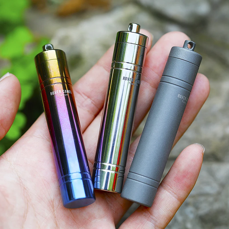 Rover Camel Titanium Portable Outdoor Sealed Waterproof Storage Pill case Toothpick container Three colour selection Ta6109