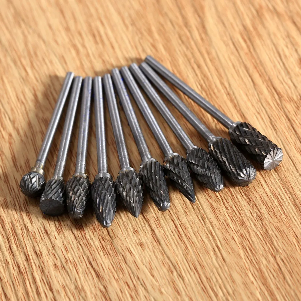 10 Chiếc 2.34*6Mm Đôi Cắt Thép Vonfram Chắc Chắn Carbide Burrs Quay Các Tập Tin Kim Cương Xay Chết Máy Xay Mũi Khoan xay Khắc Bit