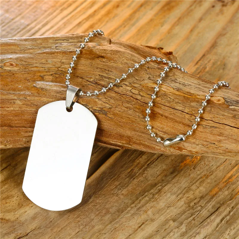 1PC Fashion Stainless Stee lDog Tag Pendant Necklace For Women Men Punk Metal Color Smooth Army Tag Necklace Jewelry N4-1