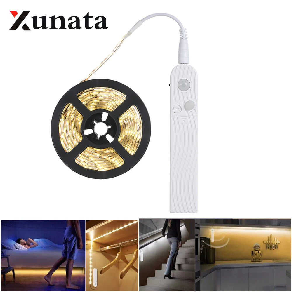 

PIR Led Motion Sensor LED Strip Lamp 5V Kitchen Cabinet Lamp Tape Ribbon Diode Light Battery Powered TV Backlight Lighting