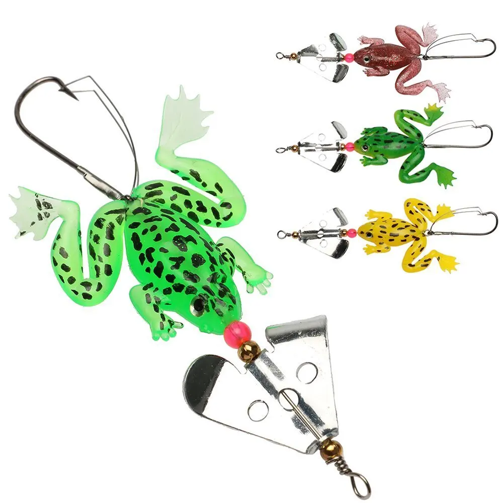 

HiUmi 8pcs All Water Fishing Lure Frog Soft Lure 9cm 6.2g Selicone Bait with Spinner Bass Carp Fishing Tackle