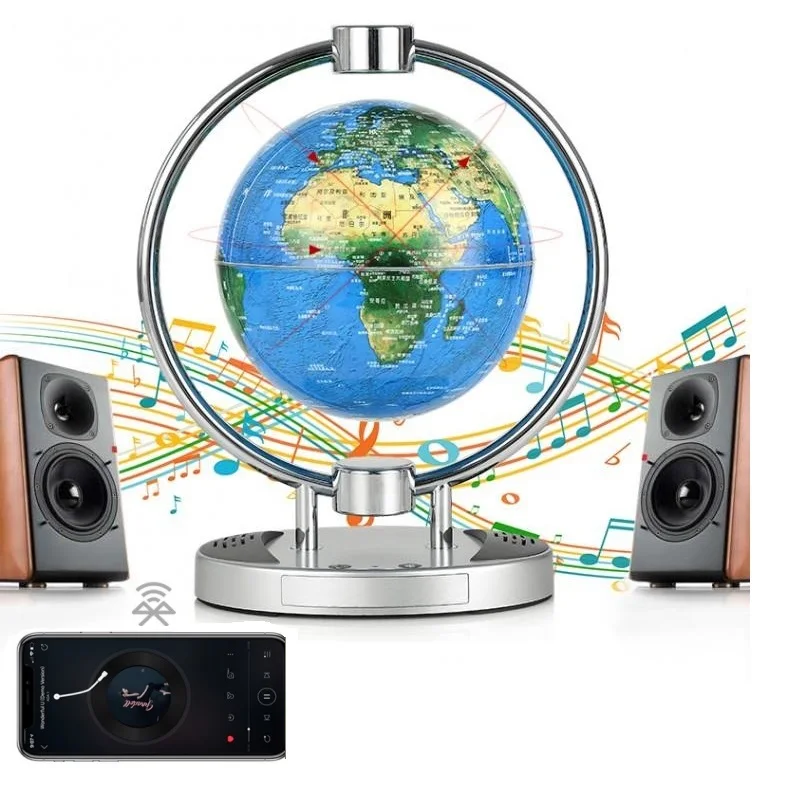 2019 Magnetic Suspension Bluetooth Speaker 360 ° Rotating Earth Floating Globe World Map with Colorful LED Light Home Audio