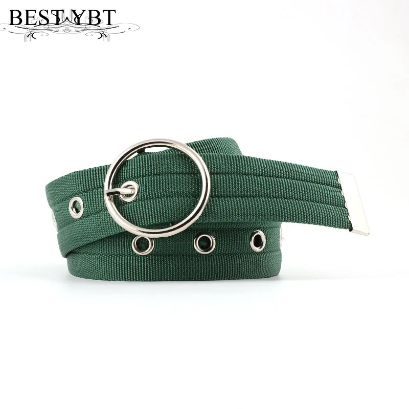 Best YBT Women Belt Nylon Canvas Pin Buckle Belt Hollowing Jeans Personality Fashion Decoration Ladies Canvas Women Belt