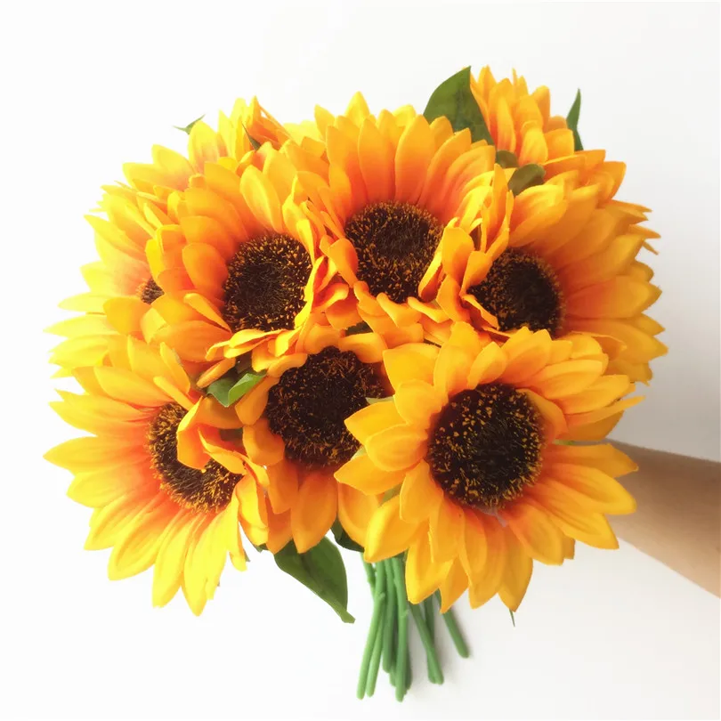 18Pcs Artificial Sunflower Simulation Yellow 30cm Long Single Stem Sunflower