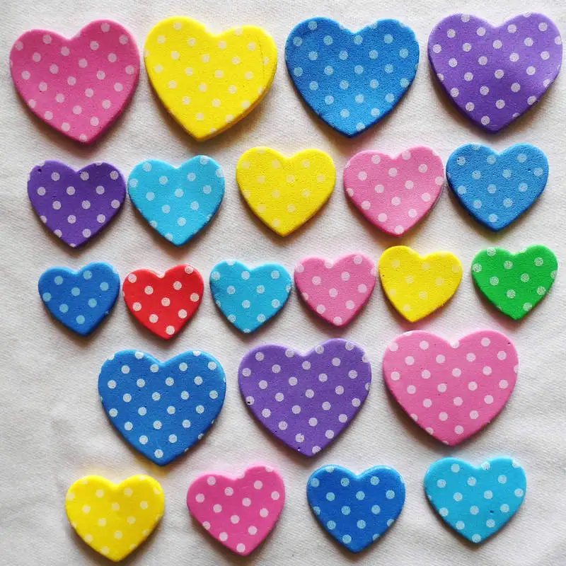 1bag/LOT,Spot heart foam stickers Early learning educational toys Wall fridge stickers Home decoration Birthday gifts DIY craft