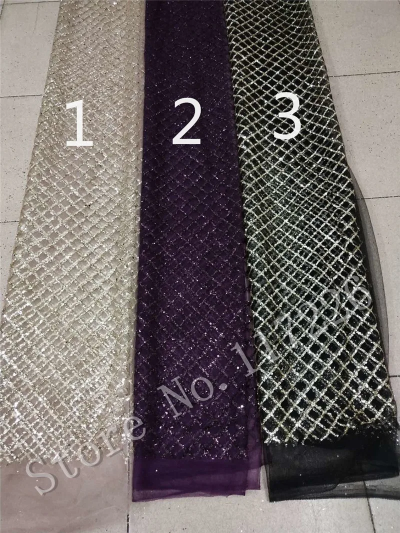 

Cross design 3 colors option JRB-92817 print glued glitter powder tulle mesh lace fabric sparkle for sawing