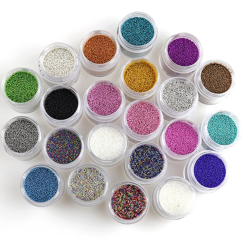 WAKEFULNESS 10g/jar Nail Caviar Beads 0.6-0.8mm Colorful Mini Glass Beads for Nail Charms Manicure 3D Nail Art Decorations