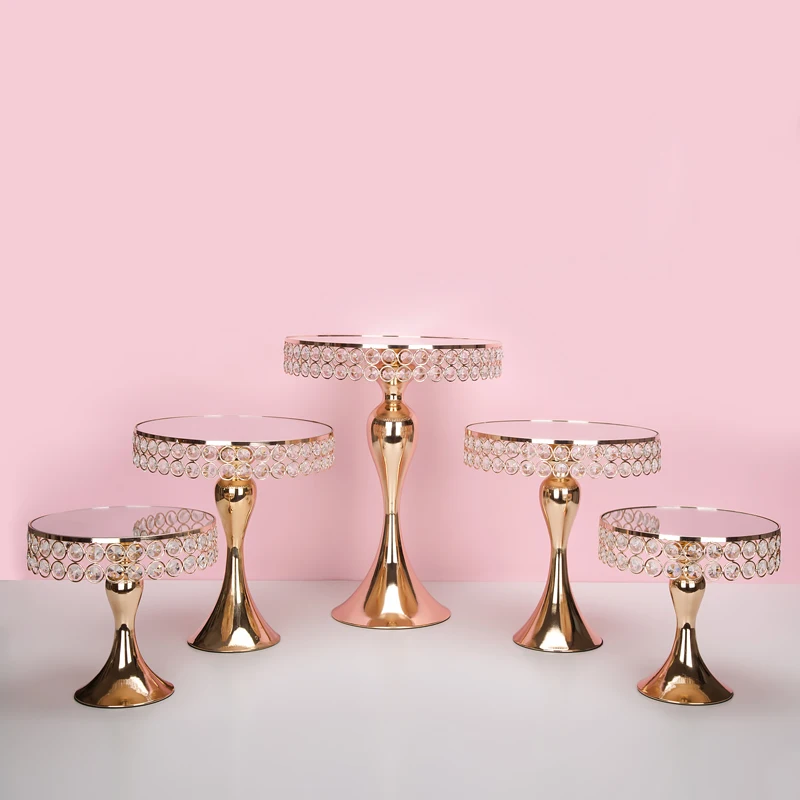 1pcs-5pcs mirror cupcake mirror cake stand set silver & gold color display sweet cake decoration