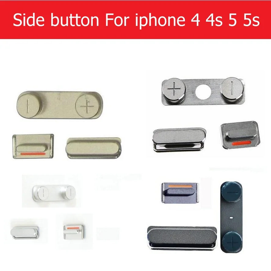 

1set (Power On Off + Volume Switch + Mute ) side Button for iPhone 4 4s 5 5S side keypads gold /silver /gray colors replacement