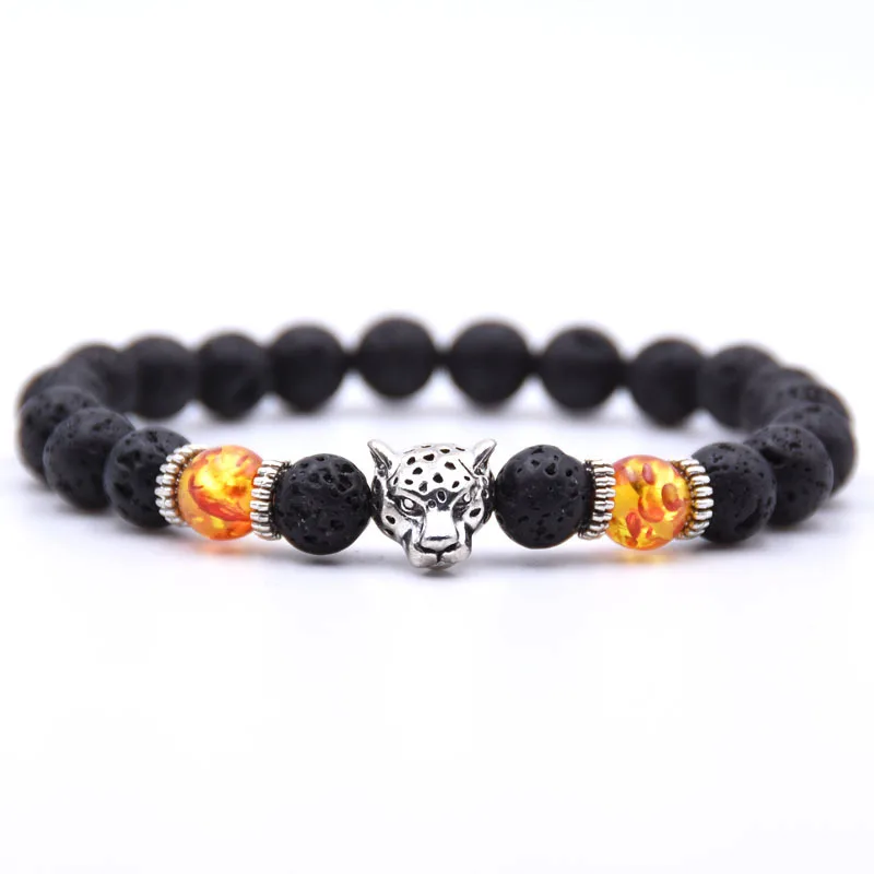 2019 NEW Men\'s and Women\'s Couples 8MM Volcanic Stone Bracelet