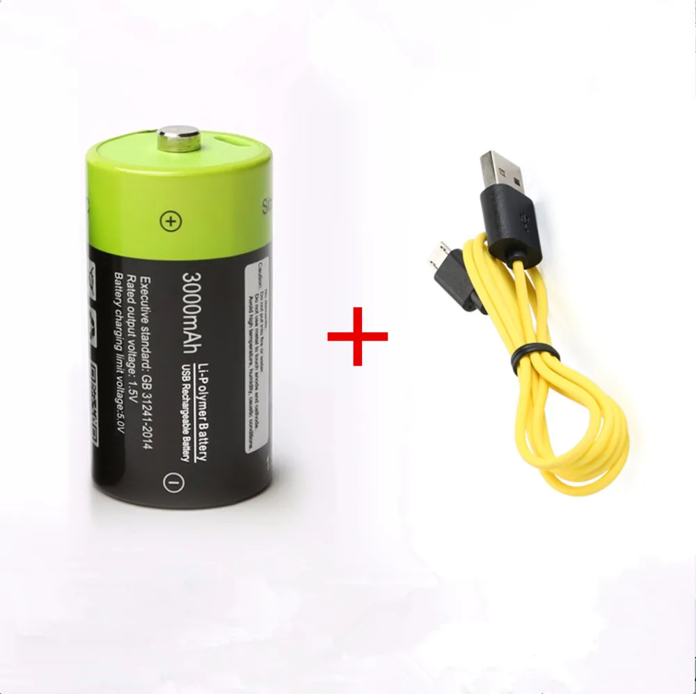 1PCS Hot sale ZNTER 1.5V 3000mAh rechargeable battery C size USB lithium polymer battery with USB micro charging cable