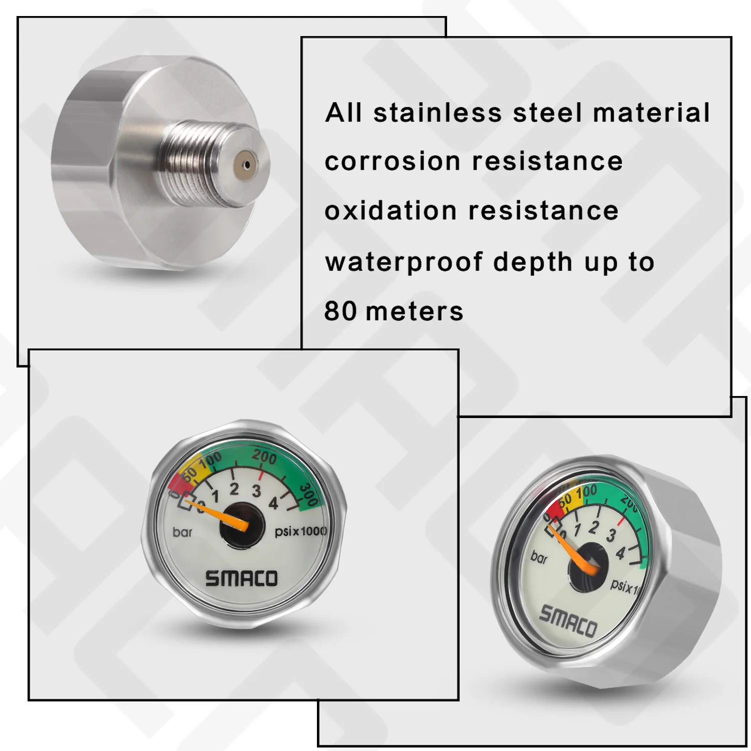 SMACO-Mini cylindre d'oxygène 0,5 l, équipement de plongée pour jauge de pression pièces