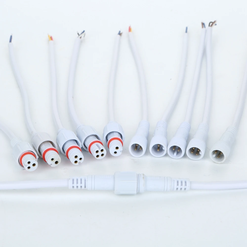 5 Pairs 2 Pin/3 Pin/4 Pin Waterdichte Connector Met Draad Kabel IP68 Vrouwelijke & Mannelijke Plug 2X 0.3 (Mm2)