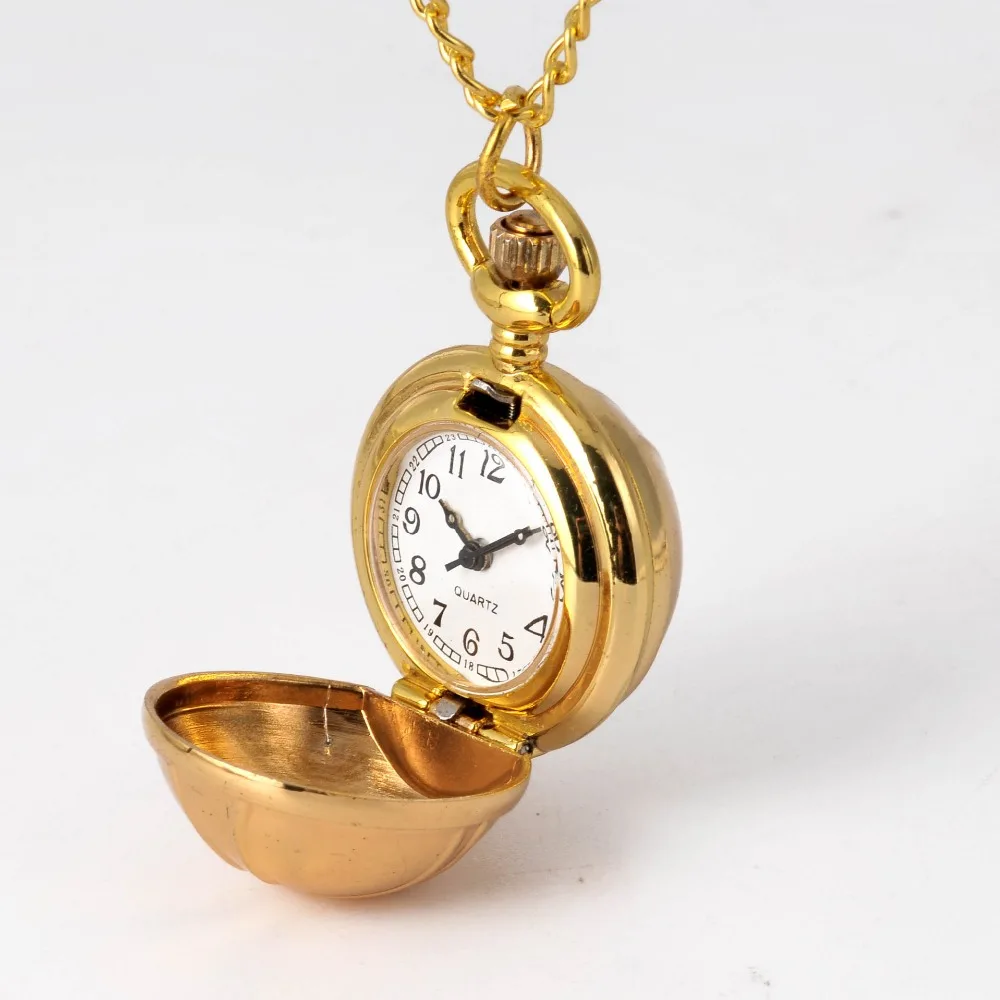 Retro Snitch Ball Shaped Quartz basketball  Pocket Watch Fashion Sweater Angel Wings Necklace Chain Gifts for Men Women