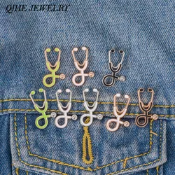 QIHE JEWELRY Stethoscope Pin 8 Color for Choose Nurse Brooch Doctor Badges Medical Jewelry Trainee Doctor Student Doctor Gifts