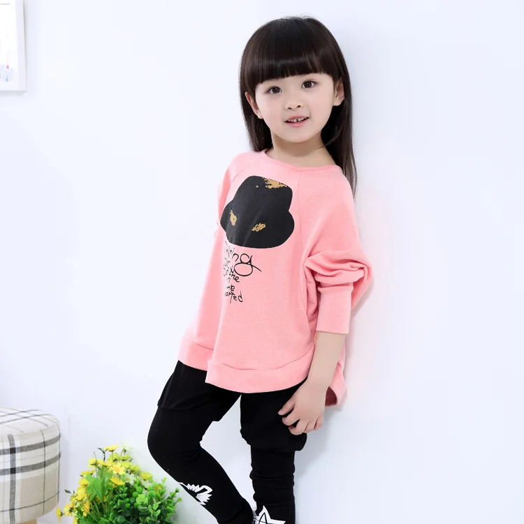 

2019 Hot Sale Fashion girls Bat shirt sweatshirts Cotton Kids Loose Hoodies Clothes Baby Toddler Children clothing 2 To 14 15Y