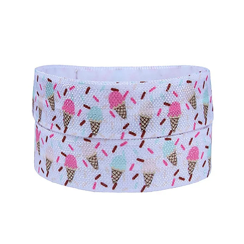 

FLRA FOE printing cute icecream foe fold over elastic ribbon 15mm 100yards