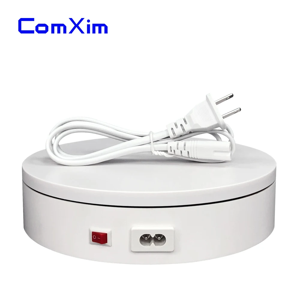 ComXim 20cm White Black 220V Direction Random Fixed Speed 30sec/lap Photographing Automatic Rotating Electric Turntable