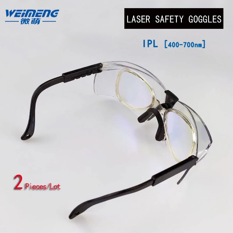 

Weimeng 2 pieces IPL Laser safety goggles eye protection black PC spectacles frame light glass lens OD+6 For IPL Laser Machine