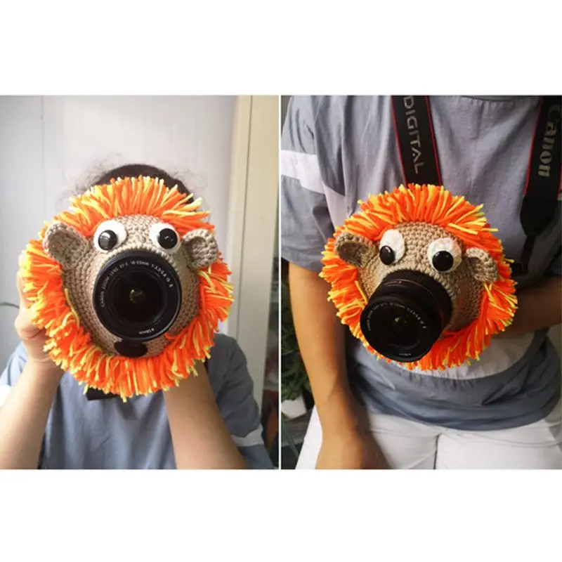 Animal Camera Buddies Lens Accessory for Child/Kid/Pet Photography Knitted Lion Octopus Teaser Toy Posing Photo Props