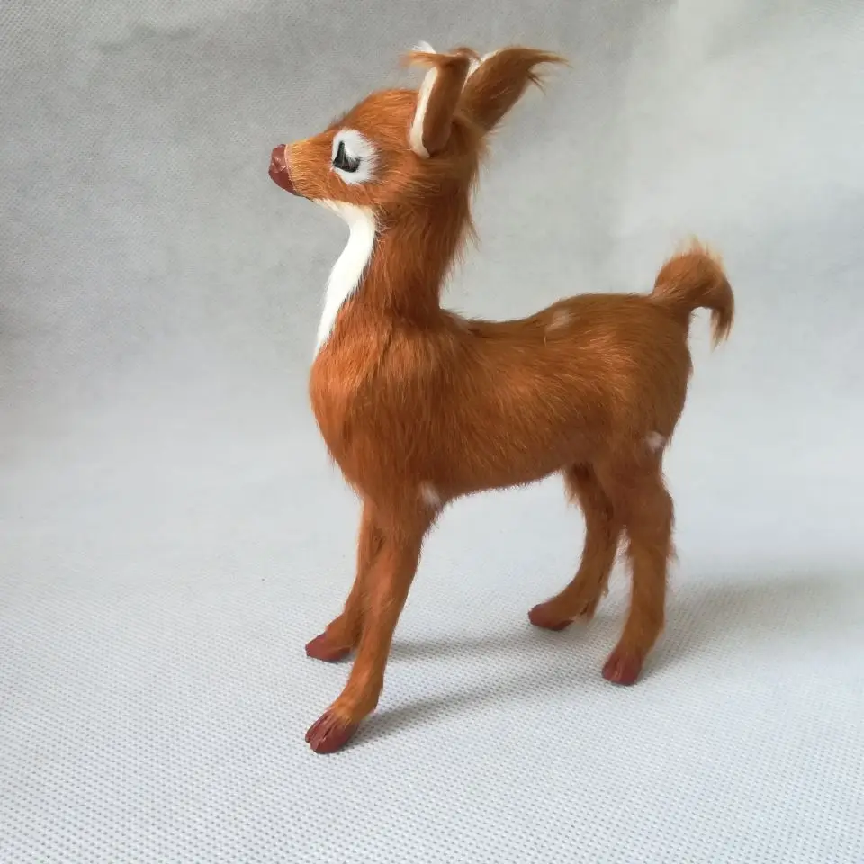 real life toy cute standing sika deer 15x11cm toy model polyethylene&real furs deer model decoration props toy gift d0452