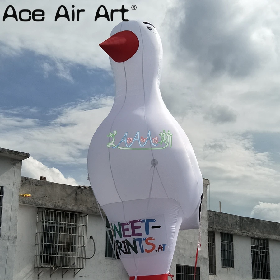 

Giant Inflatable Holland White Crane Bird Standing Cartoon Animal Balloon Replica for Advertising Outdoor Display