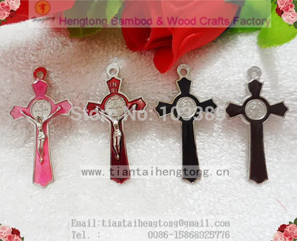 50pcs/pack one hole colored alloy rosary cross Italy cross,saint Benedict cross,crucifix  special offer