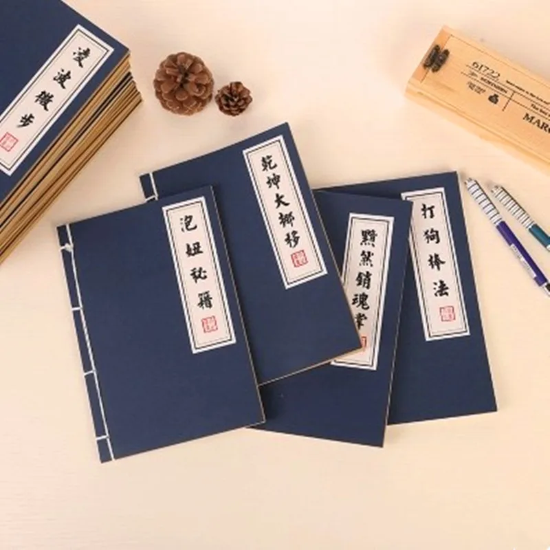 

4 pcs/lot Creative Chinese Kung Fu notebook A5 thick notepad 50 sheets Kraft paper Blank diary book Student stationery Supplies