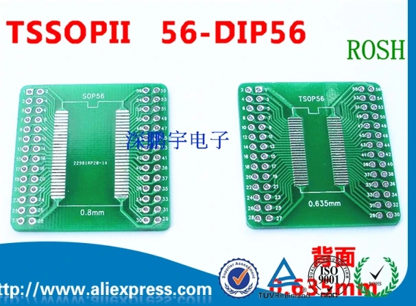 TSOPII TSSOP56 SOP56 conversion board 0.635mm / 0.8mm pitch SDRAM adapter board