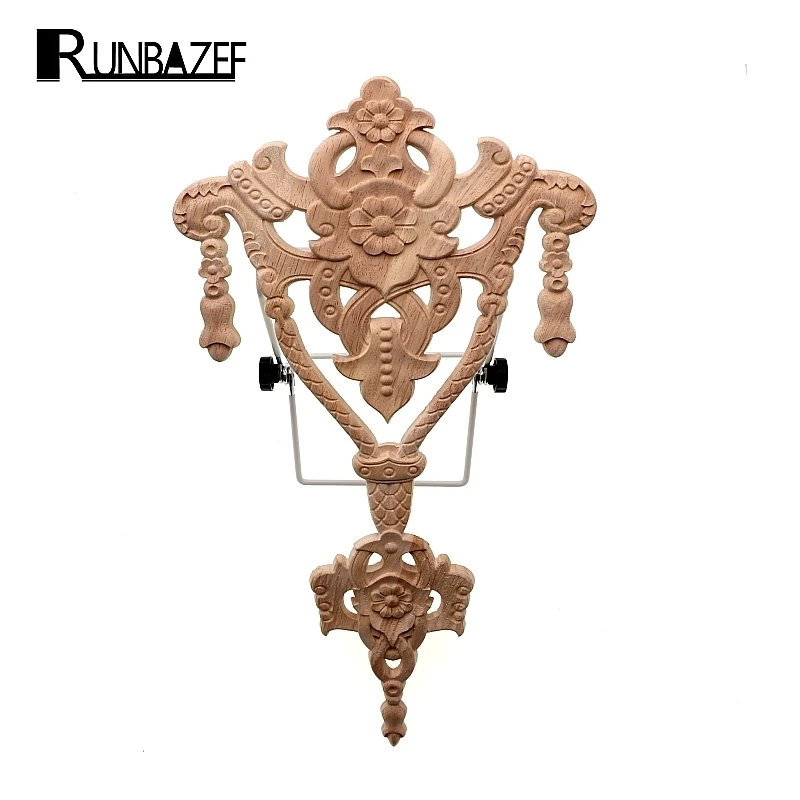 RUNBAZEF Solid Wood Door Lintel Applique Decorative Flat Floor Empty Wooden Relief Flower Home Decoration Accessories Miniaturas