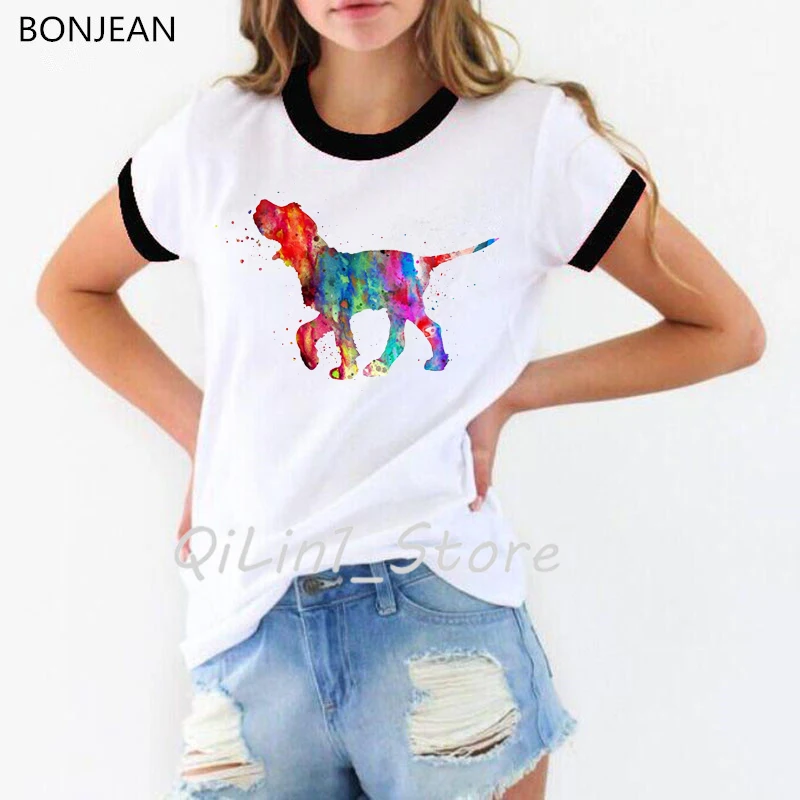 Novelty design Bull Terrier watercolor print t shirt women summer tops t-shirt femme funny dog lover tshirt female streetwear