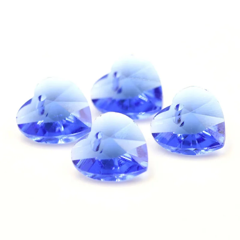 10/14mm Charms Glass Crystal Heart Pendants Faceted Loose Spacer Beads Crafts Material Supplies for DIY Making Jewelry Wholesale
