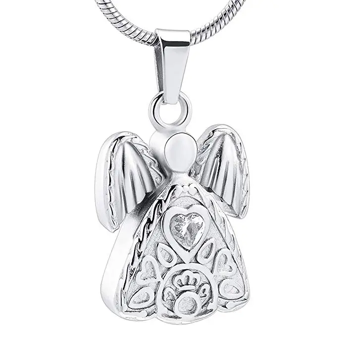 

JJ002 Guardian angel Cremation Necklace For Women Stainless Steel Memorial Urn Jewelry Ashes Holder Keepsake Pendant