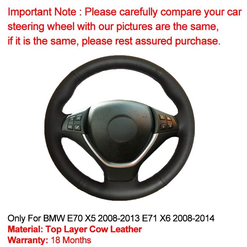 Hand Sewing Car Steering Wheel Cover Top Layer Cow Leather Volant For BMW E70 X5 2008-2010 2011 2012 2013 E71 X6 2008 2009-2014