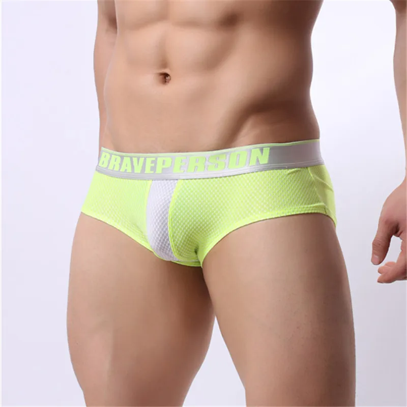 New Sexy  Men\'s Briefs Shorts BRAVE PERSON Trunks Low Waist Hit Color Underwear B1152