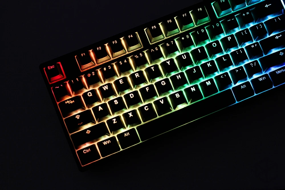 taihao pbt double shot keycaps for diy gaming mechanical keyboard Backlit Caps oem profile light through black