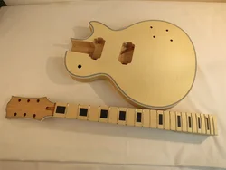 Unfinished electric guitar including guitar neck and guitar body set